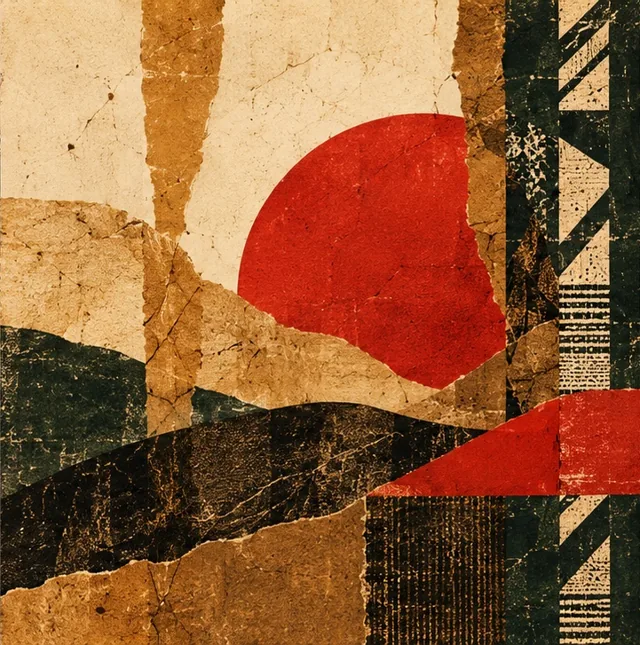 Collage de formes organiques et de paysages