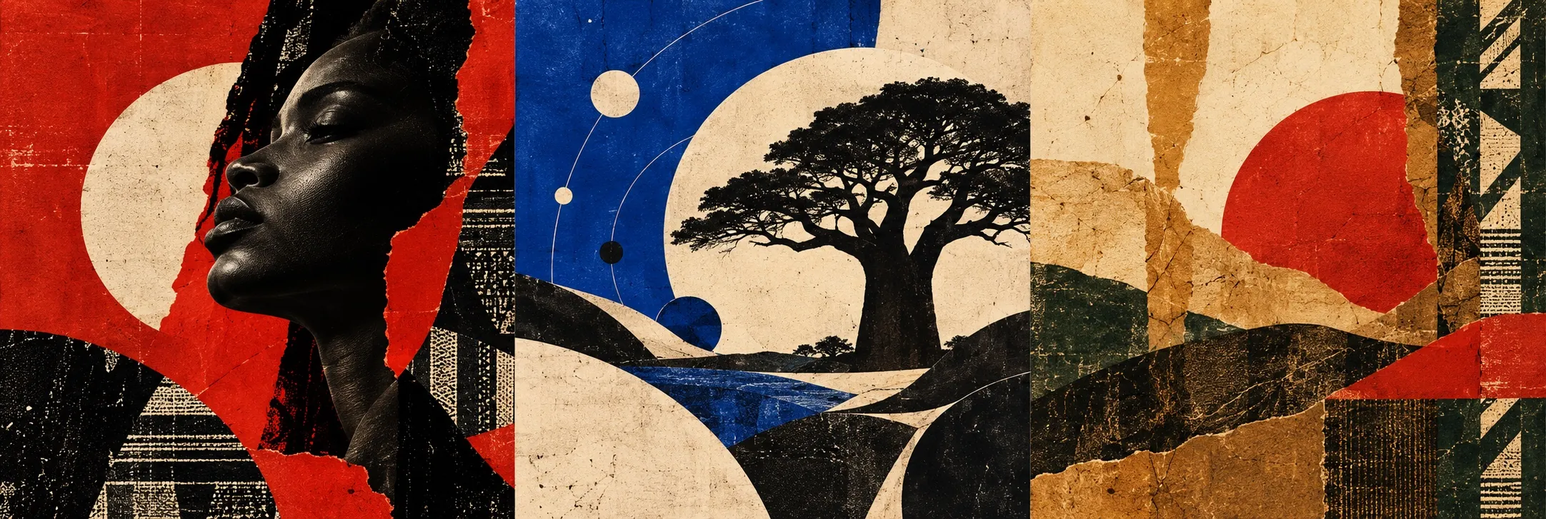 Composition de collage rouge et noir issue de l’univers graphique de Sève Noire